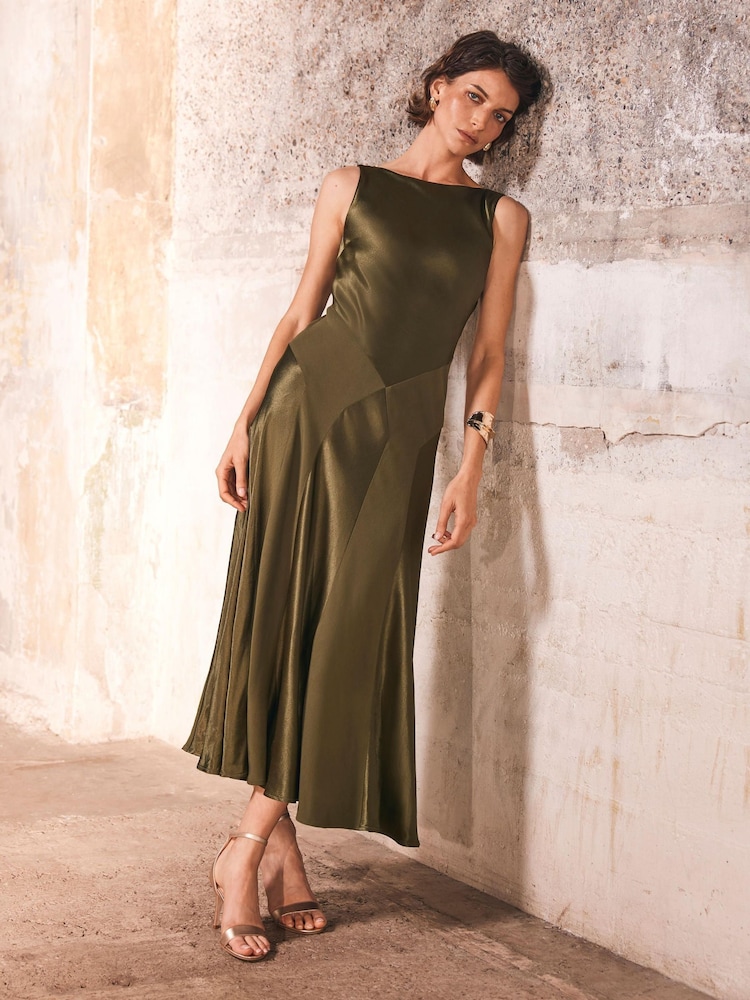 Buy Mint Velvet Green Panelled Satin Maxi Dress from Next USA
