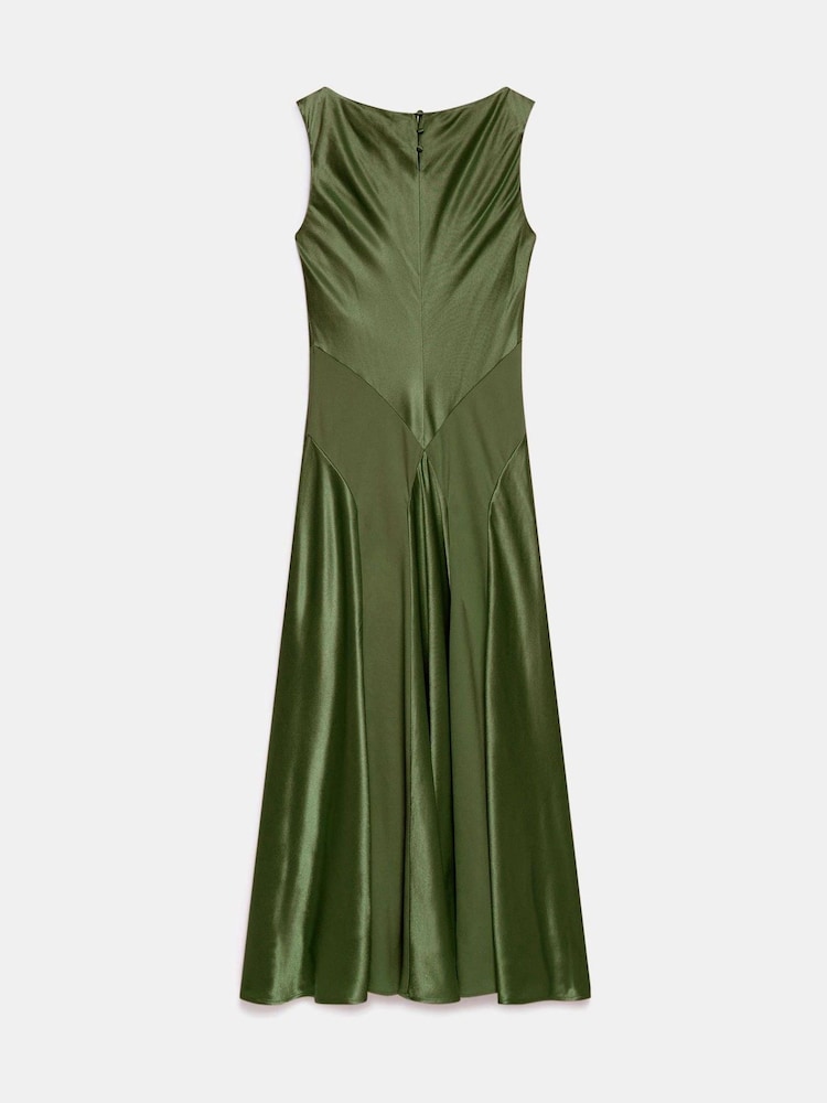 Mint Velvet Green Panelled Satin Maxi Dress - Image 8 of 8