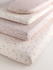 2 Pack Pink Ditsy Jersey Baby Fitted Sheets - Image 20 of 20