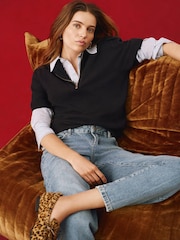 Mint Velvet Blue Fitted Knit T-Shirt - Image 3 of 8