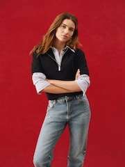 Mint Velvet Blue Fitted Knit T-Shirt - Image 4 of 8