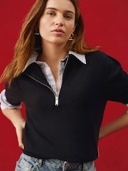 Mint Velvet Blue Fitted Knit T-Shirt - Image 5 of 8