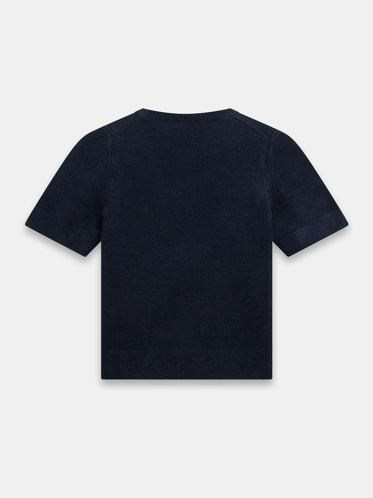 Mint Velvet Blue Fitted Knit T-Shirt - Image 8 of 8