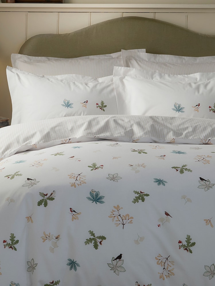 Sophie Allport Set of 2 White Orchard Birds 200 Thread Count Pillowcases - Image 2 of 4