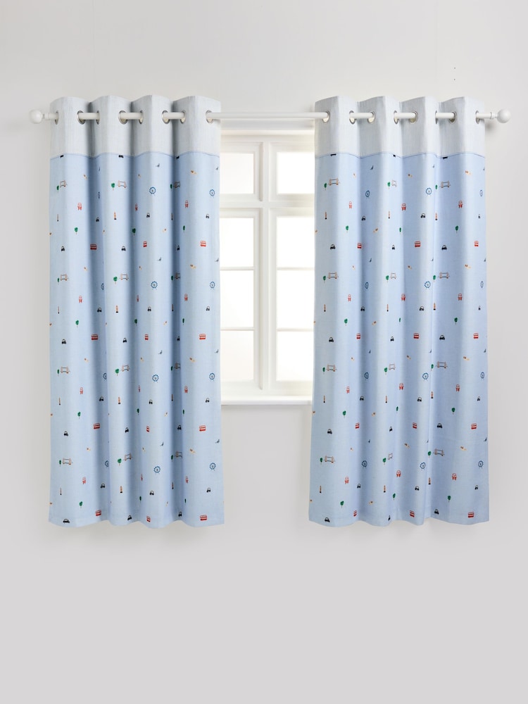 Blue London Eyelet Blackout Curtains - Image 1 of 3
