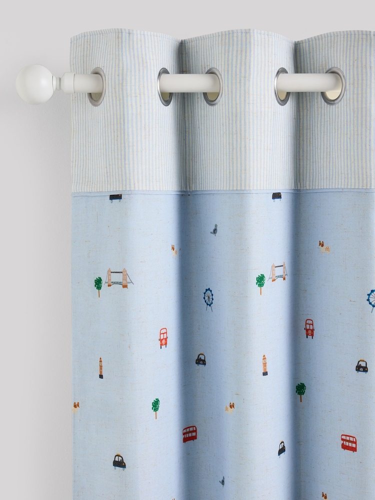 Blue London Eyelet Blackout Curtains - Image 2 of 3