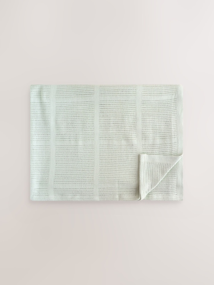 2 Pack Sage Green Cotton Baby Cellular Blankets - Image 2 of 6