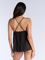 Boux Avenue Heart Mesh Black Babydoll and Thong Set - صورة 2 من 4