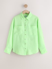 Bright Green 100% Linen Long Sleeve Shirt - Image 1 of 3