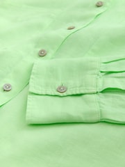 Bright Green 100% Linen Long Sleeve Shirt - Image 3 of 3