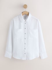 White 100% Linen Long Sleeve Shirt - Image 1 of 3