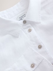 White 100% Linen Long Sleeve Shirt - Image 7 of 8