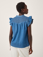 Monsoon Blue Holly Embroidered Denim Blouse - Image 2 of 5