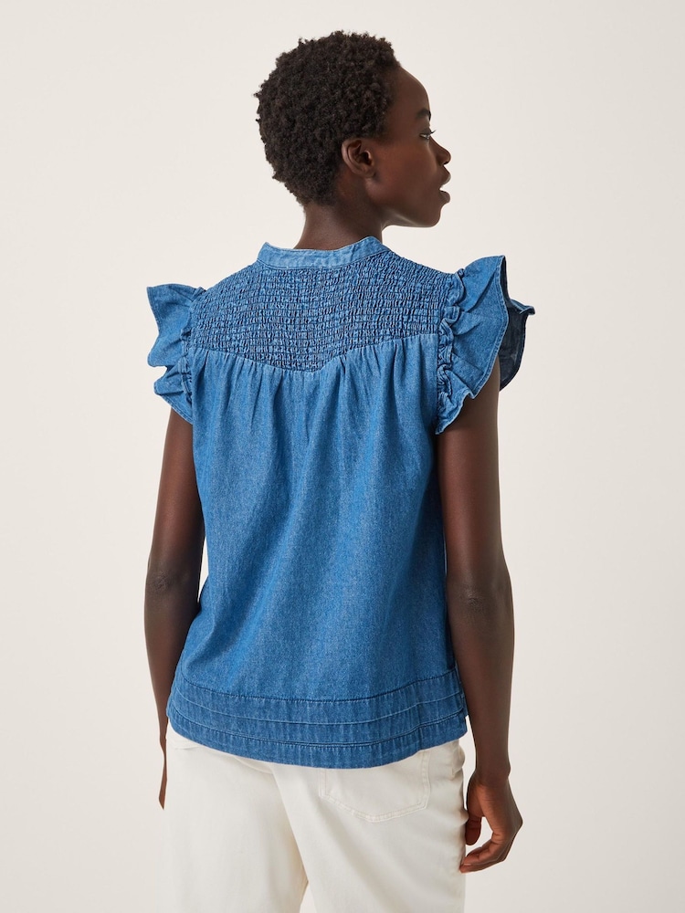 Monsoon Blue Holly Embroidered Denim Blouse - Image 2 of 5 Monsoon Blue Holly Embroidered Denim Blouse - Image 2 of 5