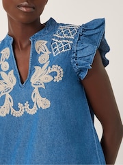 Monsoon Blue Holly Embroidered Denim Blouse - Image 5 of 5