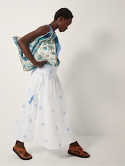 Monsoon White Daisy Embroidered Floral Print Midi Skirt - Image 2 of 4