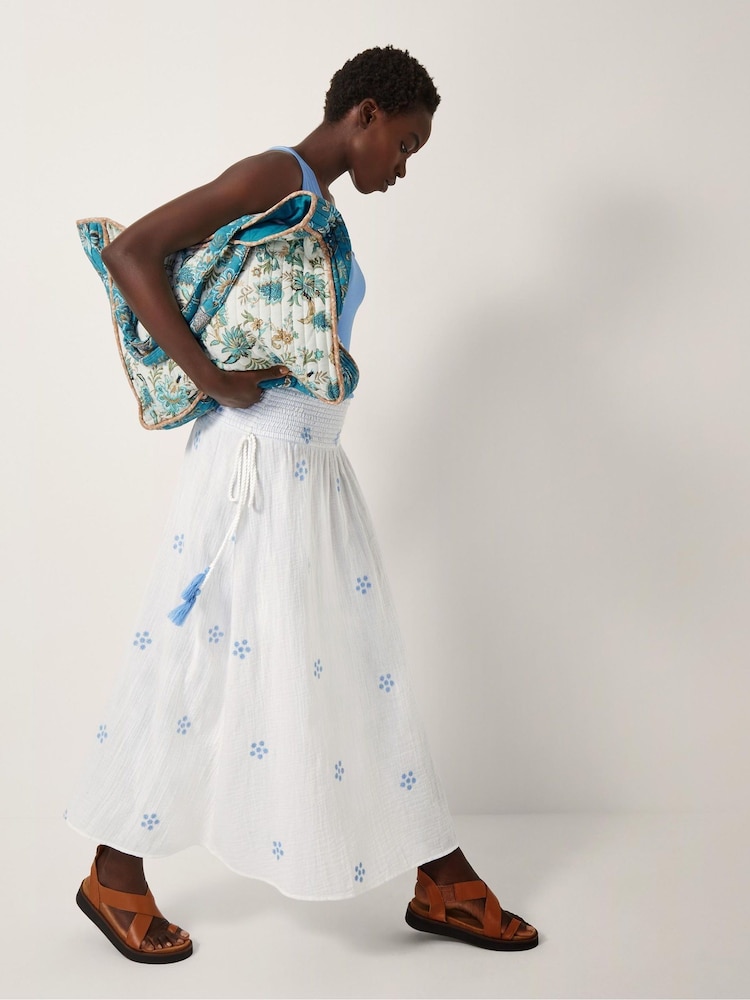 Monsoon White Daisy Embroidered Floral Print Midi Skirt - Image 2 of 4
