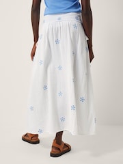 Monsoon White Daisy Embroidered Floral Print Midi Skirt - Image 3 of 4