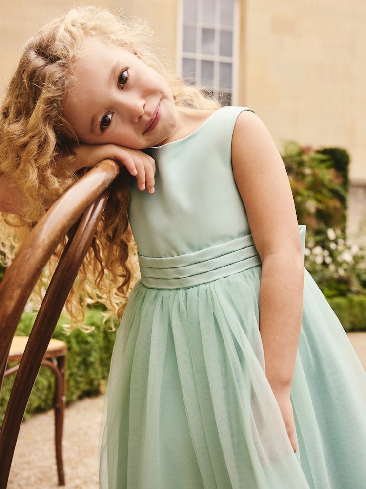 sage green flower dress Wedtrend Women Dusty Sage Bridesmaid Dress with Slit A-Line Square Neck  Long Floral Wedding Guest Dress – WEDTREND main image 0