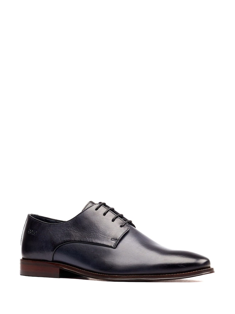 Base London Navy Blue Marley Plain Toe Derby Shoe - Image 2 of 5