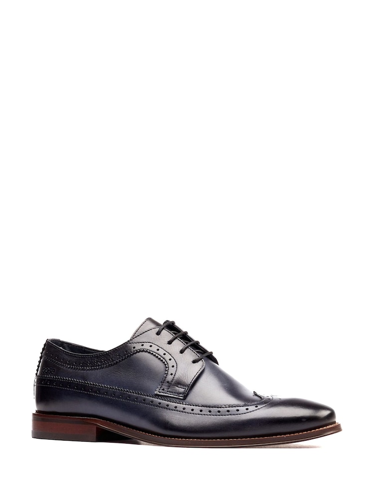 Base London Navy Blue Havisham Plain Toe Derby Shoe - Image 2 of 4 Base London Navy Blue Havisham Plain Toe Derby Shoe - Image 2 of 4
