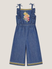 Monsoon Blue Floral Embroidered Denim Jumpsuit - Image 1 of 3