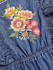 Monsoon Blue Floral Embroidered Denim Jumpsuit - Image 3 of 3