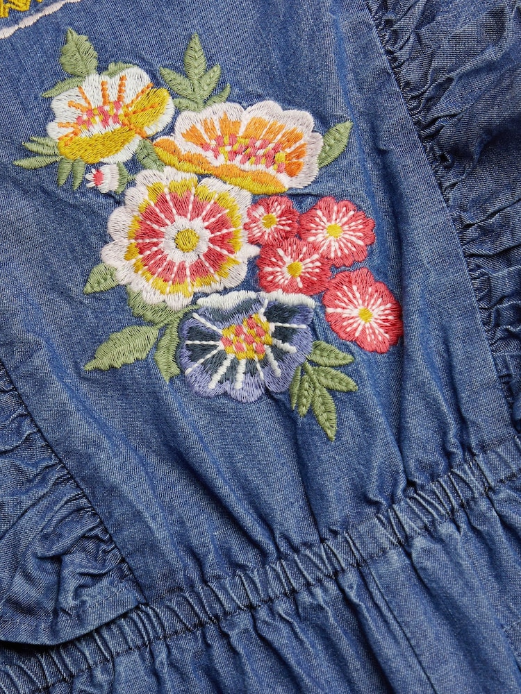 Monsoon Blue Floral Embroidered Denim Jumpsuit - Image 3 of 3