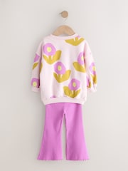 Light Pink Flowers - Komplet puloverja in pajkic s širokimi hlačnicami (3mes-7let) - Slika 7 iz 9