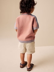 Blue/Orange Knitted Revere Collar Polo Shirt (3mths-7yrs) - Image 3 of 9