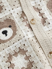 Neutral Bear Crochet Knitted Short Sleeve Shirt (12mths-10yrs) - Image 4 of 4