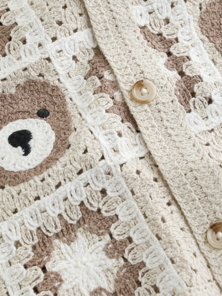 لون محايد دب - Crochet Knitted Short Sleeve Shirt (12mths-10yrs) - صورة 8 من 8