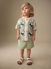 Green Lizard Crochet Knitted Short Sleeve Shirt (12mths-10yrs) - Image 2 of 4