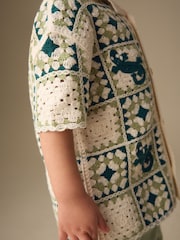 Green Lizard Crochet Knitted Short Sleeve Shirt (12mths-10yrs) - Image 4 of 4