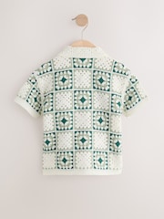 Зеленый с эффектом кожи ящерицы - Ажурная рубашка с короткими рукавами (12mths-10yrs) - Изображение 6 8