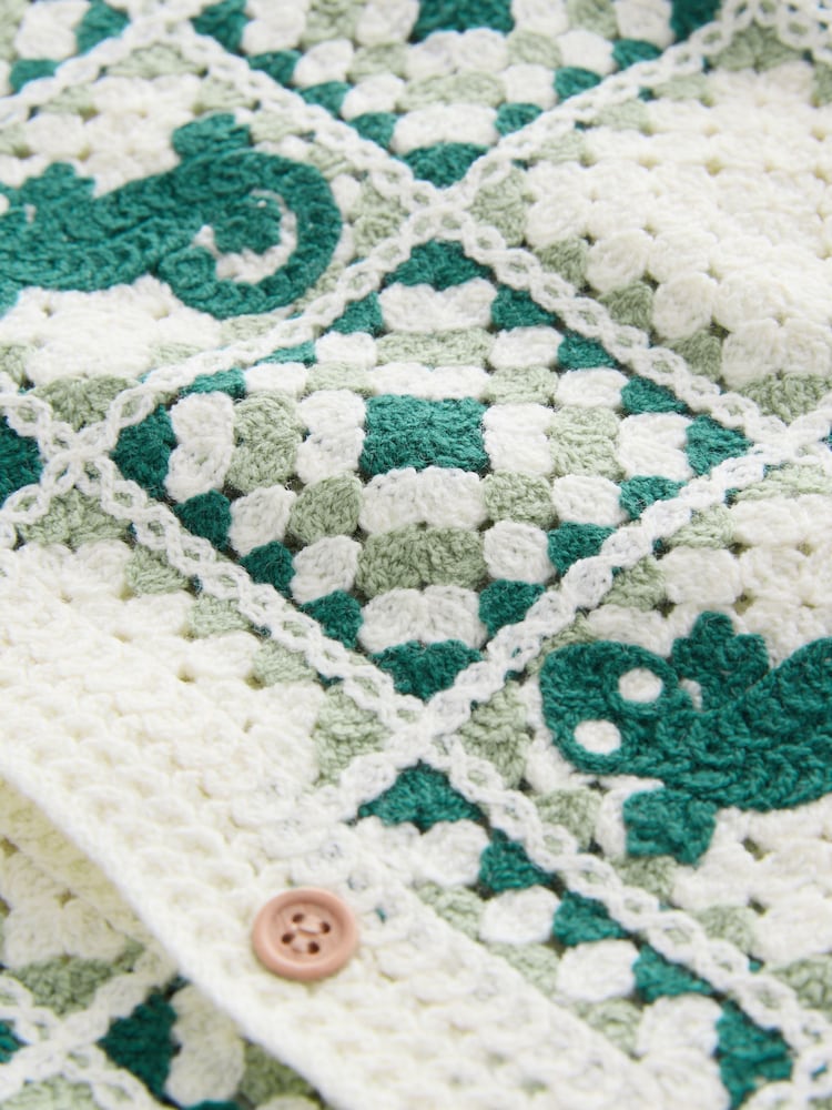 Зеленый с эффектом кожи ящерицы - Ажурная рубашка с короткими рукавами (12mths-10yrs) - Изображение 8 8