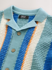 Blue Knitted Stripe Polo Shirt (3mths-7yrs) - Image 3 of 4