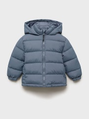 Mango Blue Hooded Liner Quilted Coat - Image 3 of 5