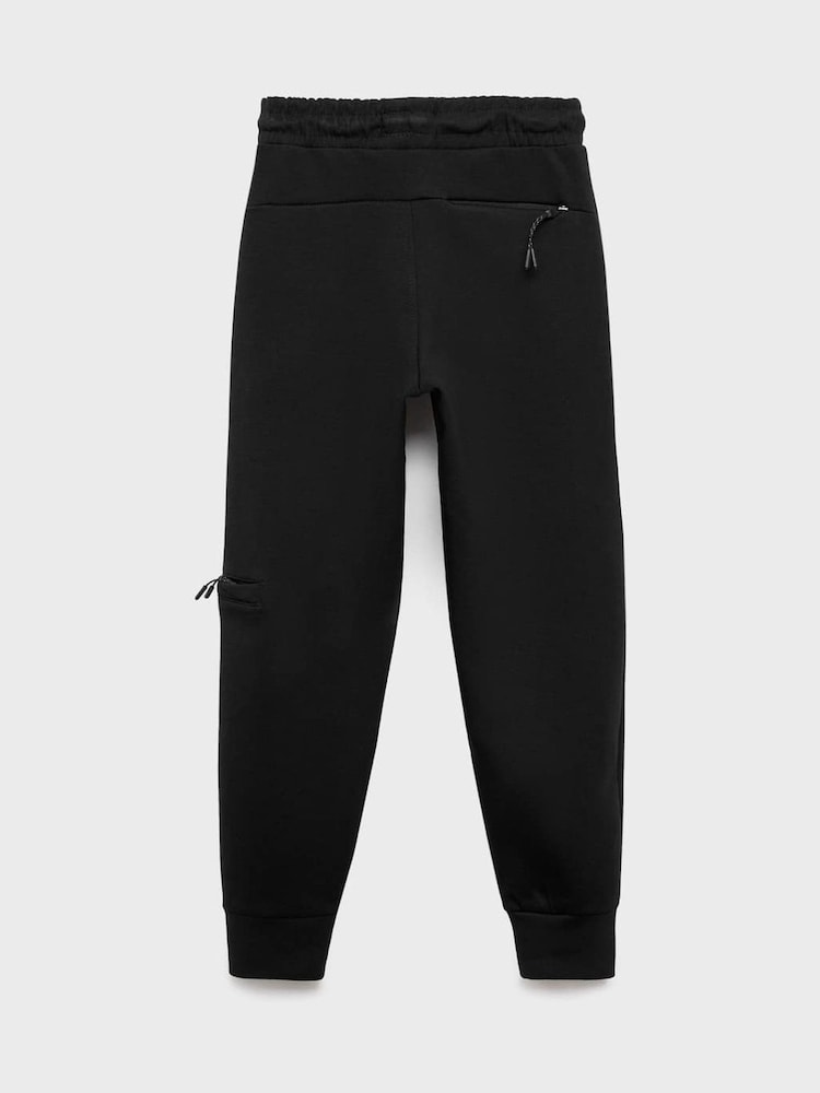 Mango Black Cotton Drawstring Joggers - Image 2 of 3