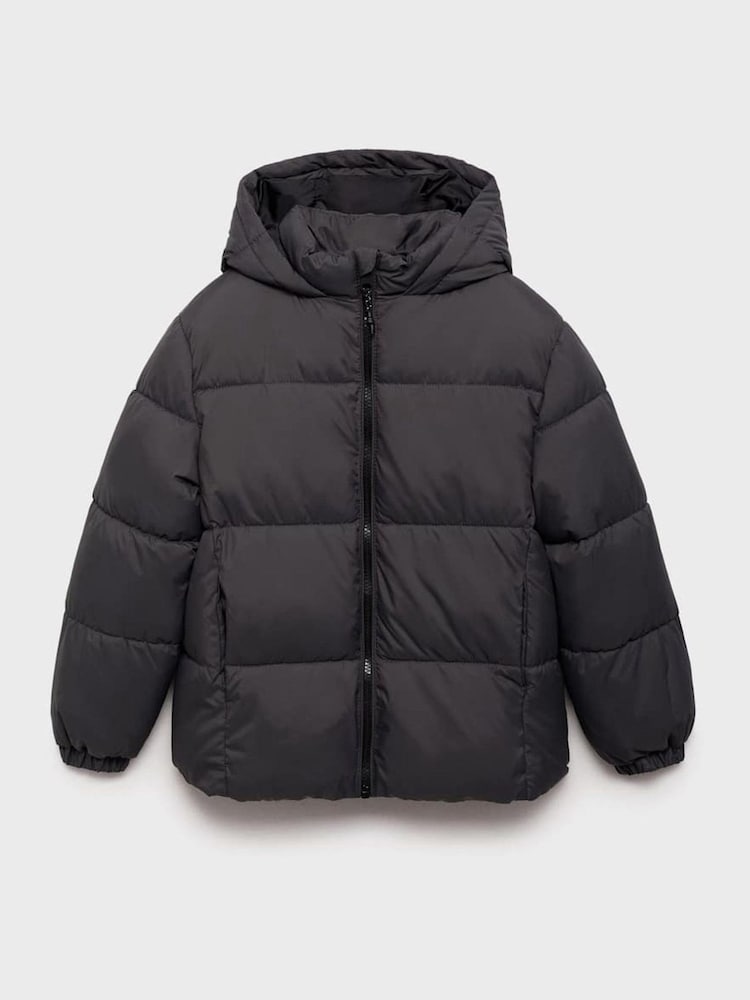 Mango Grey Hood Quilted Coat - Image 1 of 3 Mango Grey Hood Quilted Coat - Image 1 of 3
