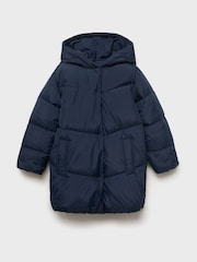 Mango Blue Hooded Quilted Coat - Image 1 of 3