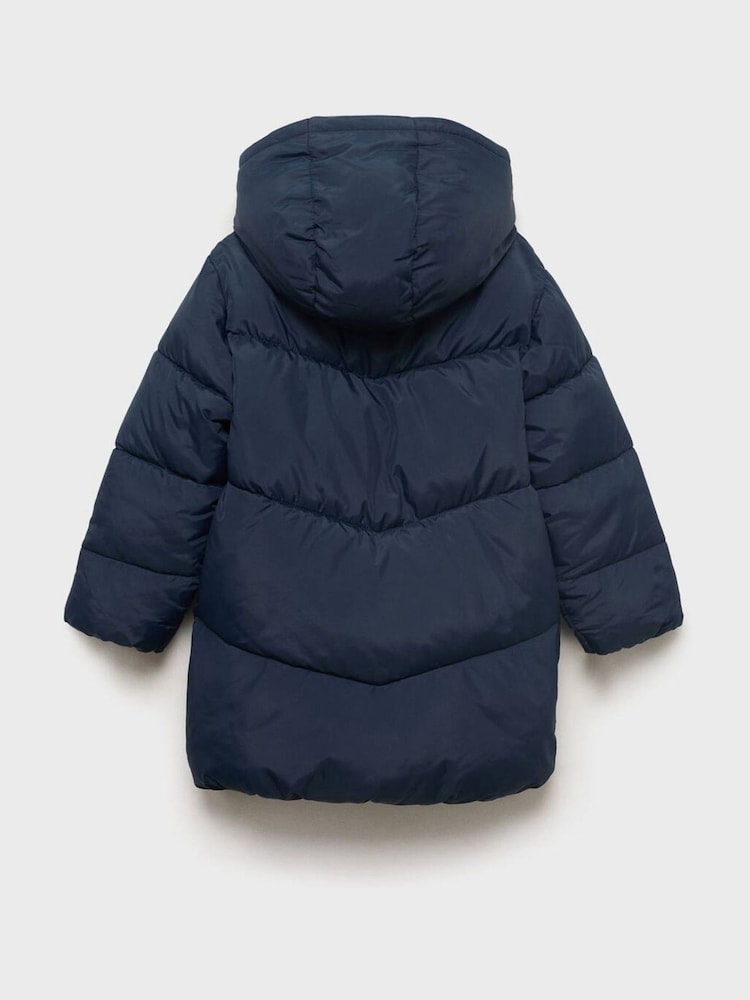 Mango Blue Hooded Quilted Coat - Image 2 of 3