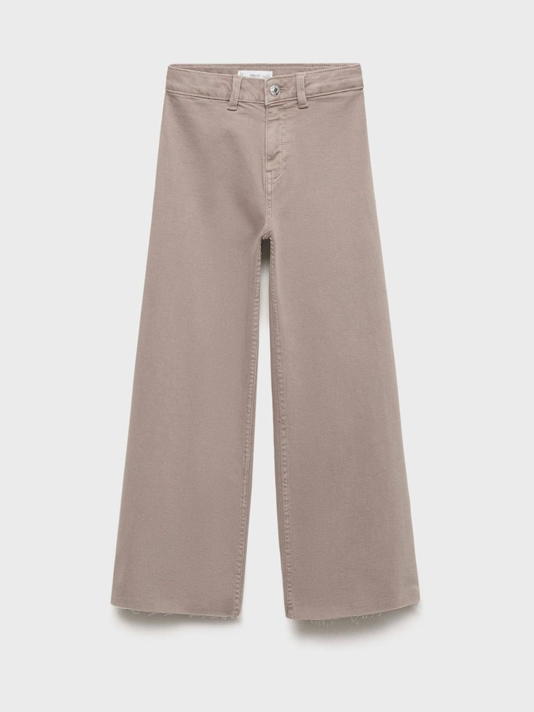Mango Grey Frayed Wide Leg Jeans - Image 1 of 3