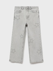 Mango Grey Star Wide Leg Jeans - Image 1 of 3
