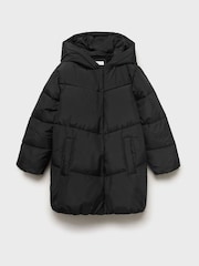 Mango Black Hooded Quilted Coat - Image 1 of 3
