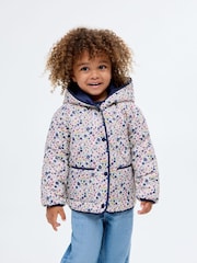 Mango Blue Floral Print Quilted Jacket - Image 1 of 6