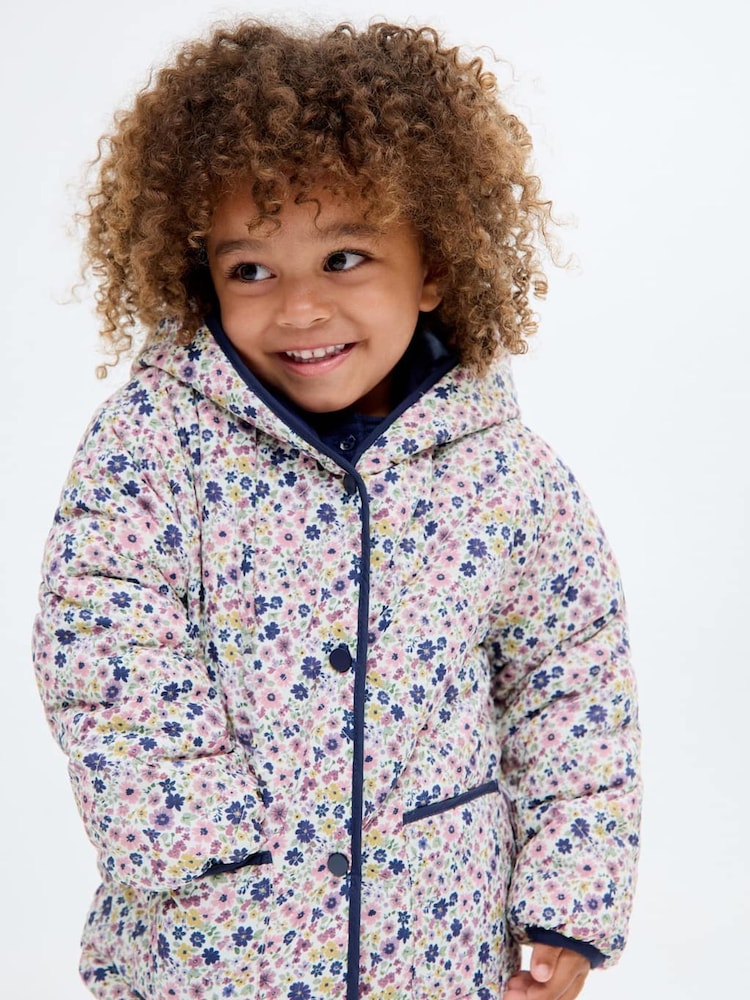 Mango Blue Floral Print Quilted Jacket - Image 2 of 6