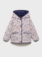 Mango Blue Floral Print Quilted Jacket - Image 4 of 6