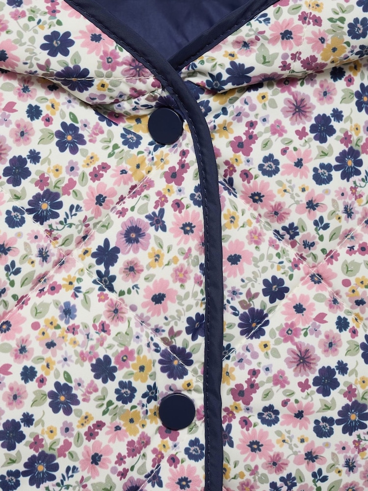 Mango Blue Floral Print Quilted Jacket - Image 6 of 6