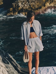 The Set 2 Piece Coord Shirt and Shorts Set With Linen Blue - Image 1 of 15